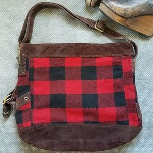 Lucky Brand Wool Hobo Shoulder Bag Buffalo Plaid